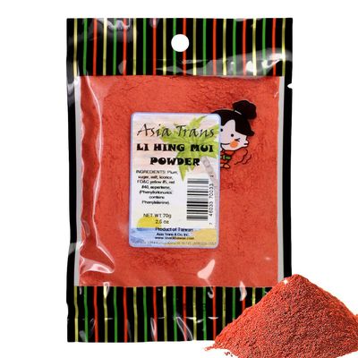 Authentic Red Li Hing Mui Powder - Flavor Fresh Fruit, Candy, Shave Ice or Cocktail Drinks - Sweet, Sour &amp; Salted Dried Plum Powder - Famous Asian Hawaiian Snack - 2.5 Ounce