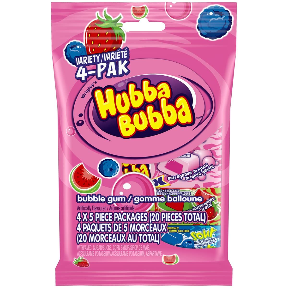 Hubba Bubba Bubblegum, Variety 4 PAK, {Imported from Canada}