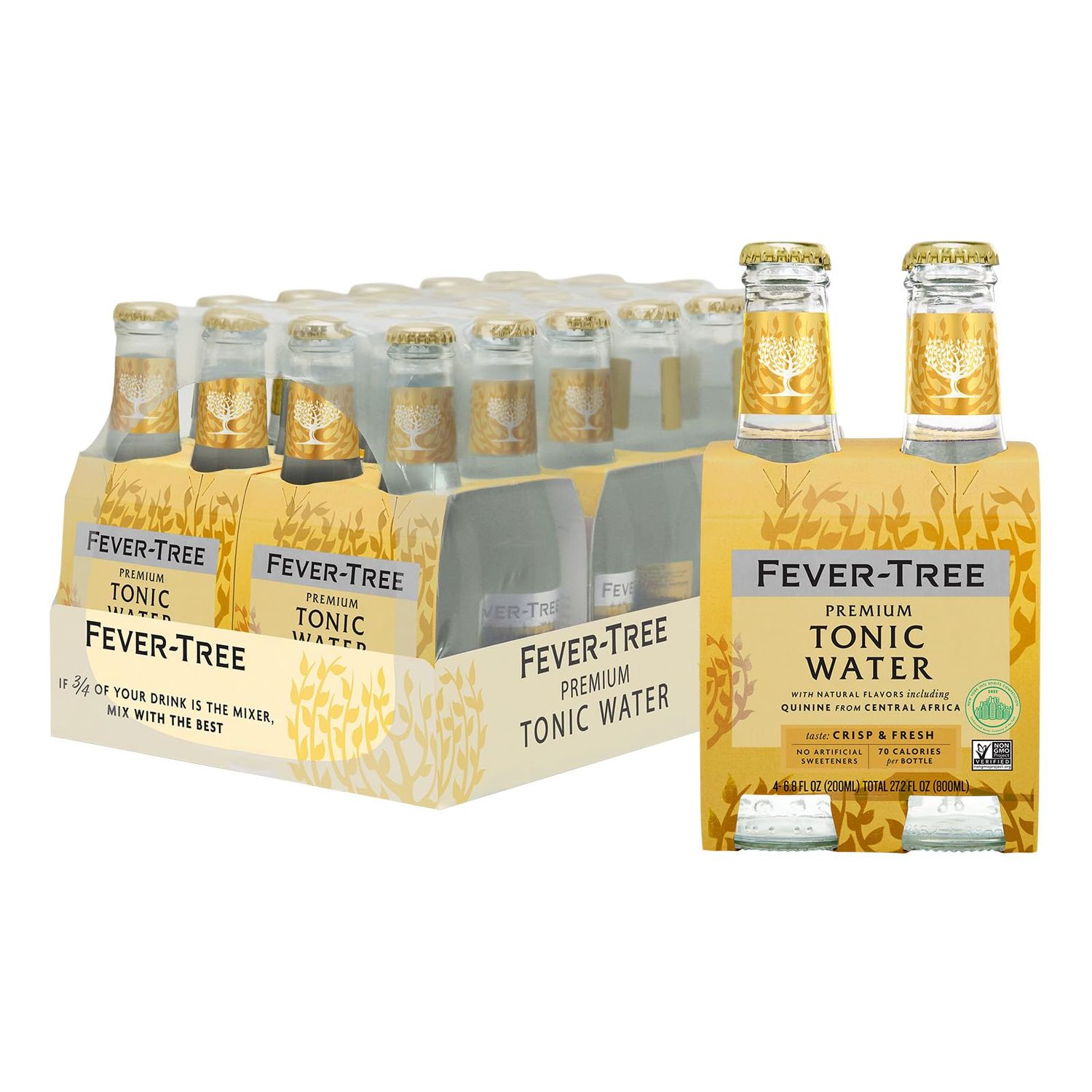 Fever Tree Indian Tonic Water - Premium Quality Mixer - Refreshing Beverage for Cocktails &amp; Mocktails. Naturally Sourced Ingredients, No Artificial Sweeteners or Colors - 200 ML Bottles - Pack of 24