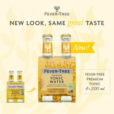 Fever Tree Indian Tonic Water - Premium Quality Mixer - Refreshing Beverage for Cocktails &amp; Mocktails. Naturally Sourced Ingredients, No Artificial Sweeteners or Colors - 200 ML Bottles - Pack of 24