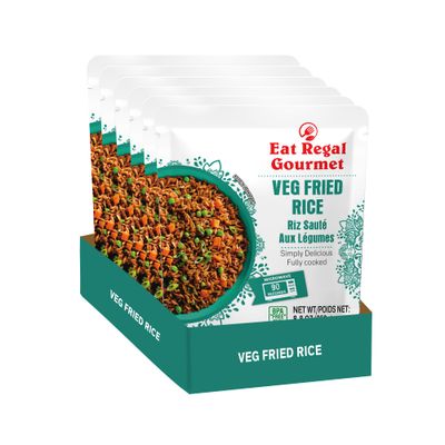 Eat Regal Veg Fried Rice Microwavable Parboiled Rice Pack of 6, 8.8oz Instant Rice Ready in 90 Seconds - Dinner Sides | Vegetable Rice | Ready to Eat | Prepared Foods | Side Dish | Flavored Rice