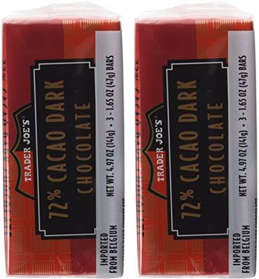 Trader Joe's 72% Cacao Belgian Dark Chocolate Bars (2 Packs of 3),1 Pound