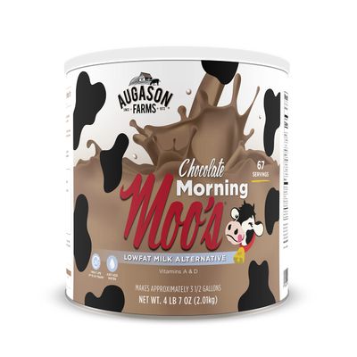 Augason Farms Morning Moo&#39;s Chocolate Low Fat Milk Alternative Can, Emergency Food Supply, Everyday Meals, 67 Servings