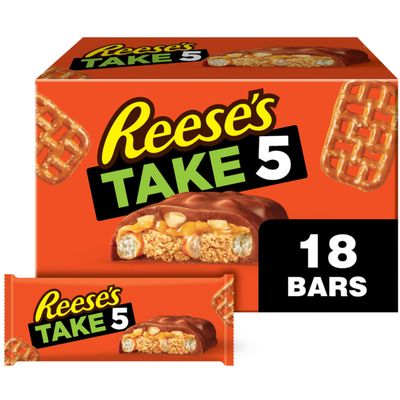 REESE&#39;S TAKE 5 Pretzel, Peanut and Chocolate Candy Bars, 1.5 oz (18 Count)