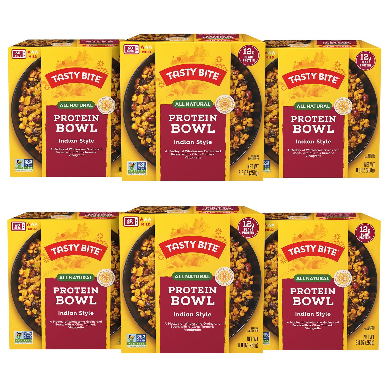 TASTY BITE Indian Protein Bowl, 8.8 Ounce, Pack of 6, Ready to Eat, Microwaveable, Vegan, 12 Grams Plant Protein