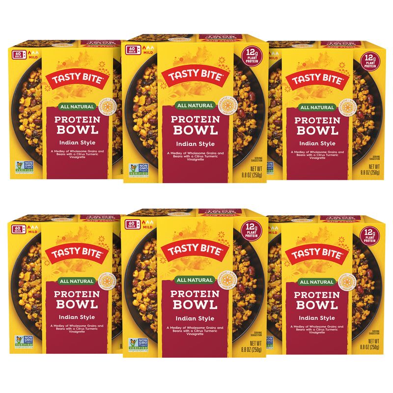 TASTY BITE Indian Protein Bowl, 8.8 Ounce, Pack of 6, Ready to Eat, Microwaveable, Vegan, 12 Grams Plant Protein