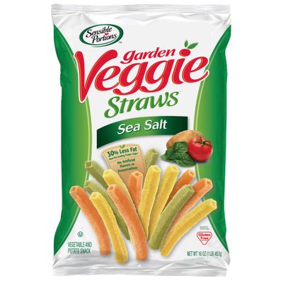 Sensible Portions Garden Veggie Straws, Sea Salt, 16 Oz (Pack of 6)