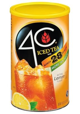 4C Powdered Drink Mix Cannisters, Lemon Tea, 28 Quarts, Family Sized Cannister, Thirst Quenching &amp; Refreshing Flavors (Lemon Iced Tea, 66.1 Ounce (Pack of 2))