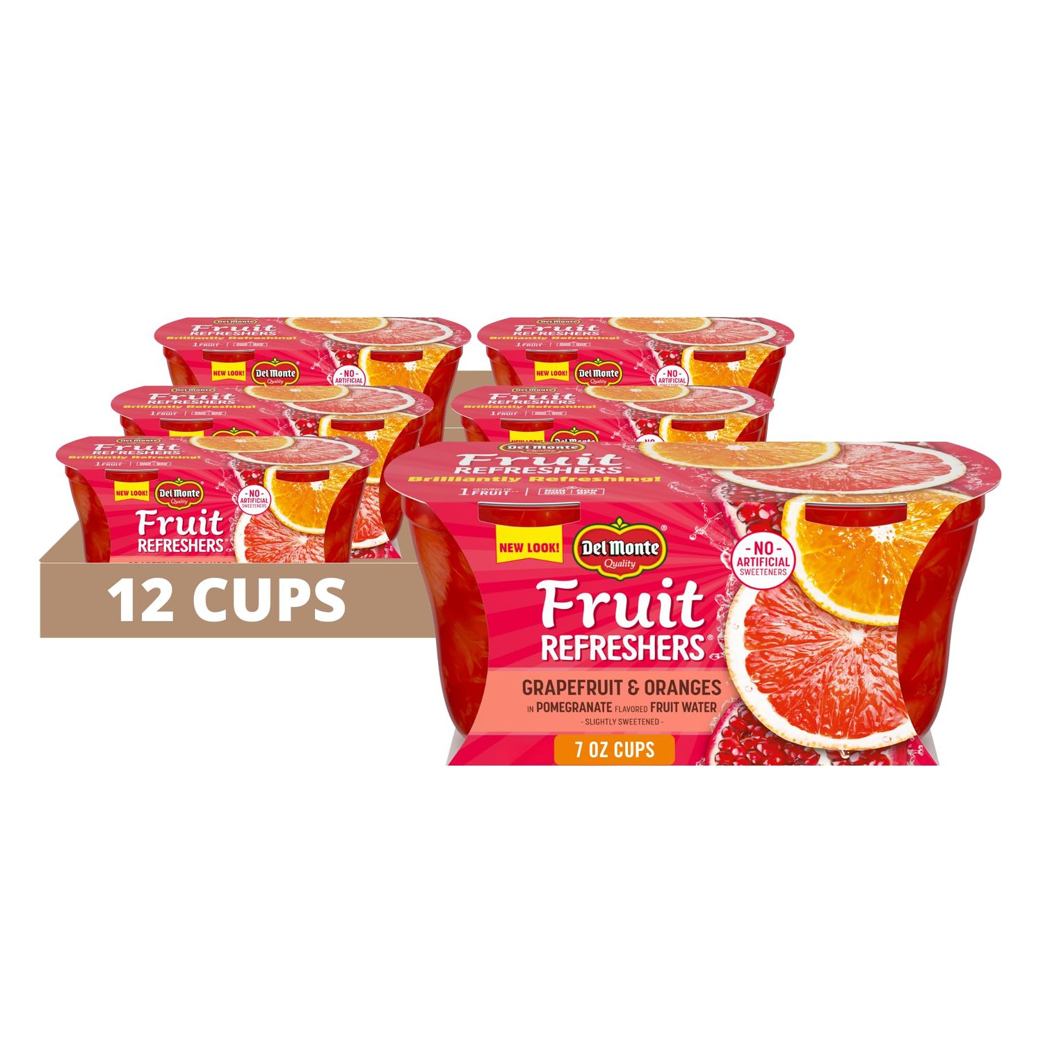 Del Monte Refreshers Grapefruit &amp; Oranges in Pomegranate Fruit Water Cups, 7 Oz, Pack of 12