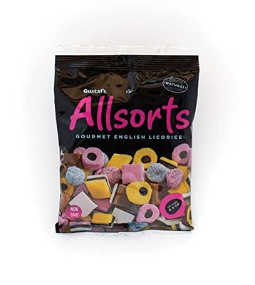 Gustaf&#39;s Allsorts Gourmet English Licorice - Natural Color &amp; Flavors - 6.3 Oz Bag (Pack of 3)