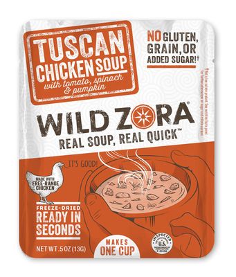 Wild Zora Instant Keto-Friendly Soups Tuscan Chicken 8-pack Broth Made with Free-Range Chicken, and Vegetables, Gluten-Free, Low Carb, No Added Sugar, Flavorful Pantry Staples - 0.5oz/13g