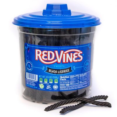 Red Vines Twists, Black Licorice Flavor, 3.5LB Bulk Tub, Old Fashioned Soft &amp; Chewy Candy