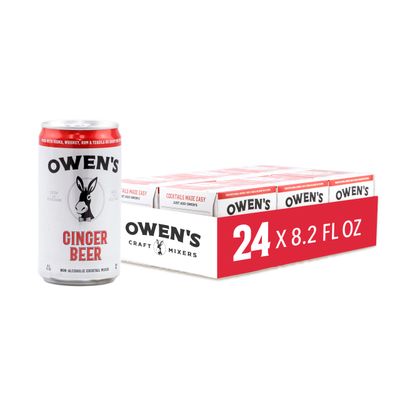 Owen&#39;s Ginger Beer, Premium Cocktail Mixer Made with Real Ginger Root and Fresh Lime Juice - 8.2oz Cans (24 pack)