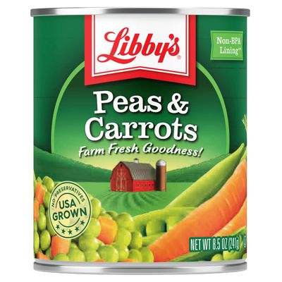 Libby&#39;s Peas &amp; Carrots | Deliciously Sweet, Vibrantly Orange Diced Carrots &amp; Succulent Green Sweet Peas | Grown &amp; Made in USA | 8.5 oz (Pack of 12)