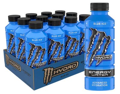 Monster Energy Hydro Water, Blue Ice, 20 Fl Oz (Pack Of 12)