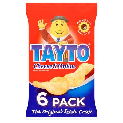 Tayto Cheese &amp; Onion Chips 25g x 6 Pack by Tayto