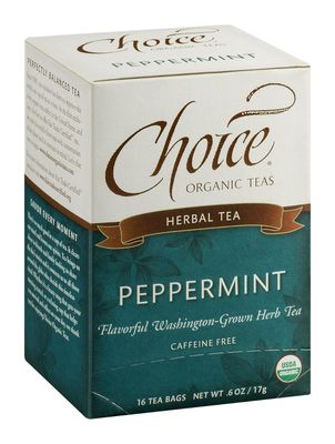 Choice Organics - Organic Peppermint Tea (1 Pack) - Compostable - Caffeine Free - 16 Organic Herbal Tea Bags
