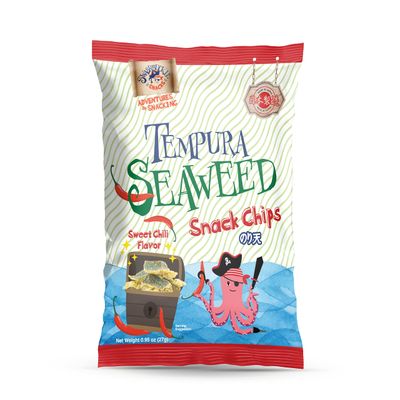 Swashbuckle Snacks Crispy Tempura Seaweed Snack Chips Sweet Chili Flavor 0.95oz (27g) - 5 pack, Made in Japan, Otsumami