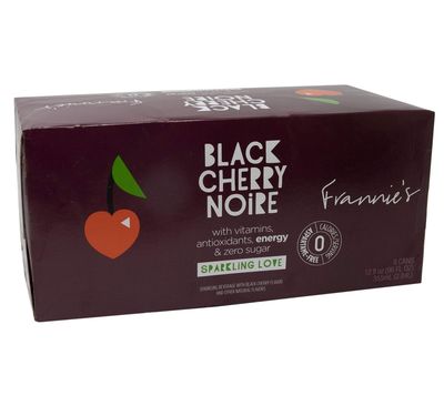 Frannie&#39;s Sparkling Beverage- Zero Calories &amp; Sugar, Aspertame Free: 8-Pack 12 fl. oz. Cans (Black Cherry Noir)