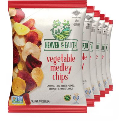 Heaven &amp; Earth Veggie Chips, Root Vegetable Medley Chips 1oz (6 Pack) Thin &amp; Crisp | Perfect Snack &amp; Salad Topper | Non GMO | Certified Kosher