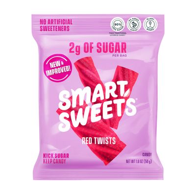 SmartSweets Red Twists, 1.8oz (Pack of 12), Licorice Gummy Candy with Low Sugar (2g), Low Calorie (110), No Artificial Sweeteners, Plant-Based, Gluten-Free, Healthy Snack for Kids &amp; Adults