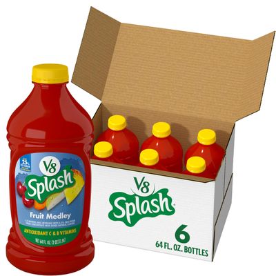 V8 Splash Fruit Medley Flavored Juice Beverage, 64 fl oz Bottle (6 Pack)