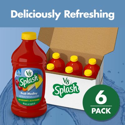 V8 Splash Fruit Medley Flavored Juice Beverage, 64 fl oz Bottle (6 Pack)