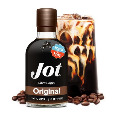 Jot Coffee Concentrate (Original) High Caffeine Instant Cold Brew Coffee, Iced Coffee Instant Espresso, Hot + Cold Coffee Drinks - Make 14 Cups Instant Coffee Cold Brew Concentrate 150mg Caffeine/Tbsp