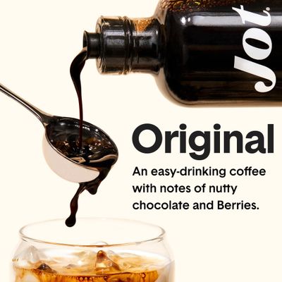Jot Coffee Concentrate (Original) High Caffeine Instant Cold Brew Coffee, Iced Coffee Instant Espresso, Hot + Cold Coffee Drinks - Make 14 Cups Instant Coffee Cold Brew Concentrate 150mg Caffeine/Tbsp