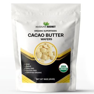 Mayans Secret UDSA Certified Organic Cacao Butter Wafers, 1lb/pack Naturals Raw Unrefined, Non-Deodorized, Raw | Keto | Vegan