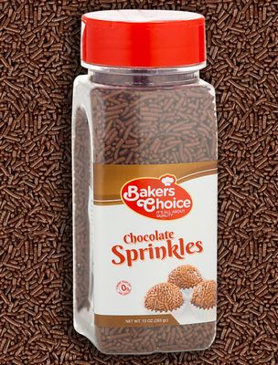 Bakers Choice Chocolate Sprinkles for Ice Cream Toppings - Chocolate Jimmies Sprinkles for Baking - Dairy Free, Kosher 10 oz.