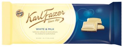2 Bars x 100g of Karl Fazer White &amp; Milk Chocolate