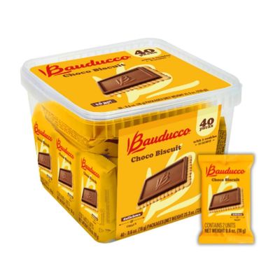 Bauducco Choco Biscuit Cookies, 25.3 oz (Pack of 40) - Crispy &amp; Delicious Chocolate Cookies, Individually Wrapped for Snacks, Dessert &amp; Lunch Boxes - 2 Cookies per Pack