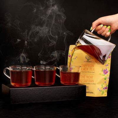 Eupherbia Saffron Black Tea, Handpicked, Highland Grown Whole Leaf Tea, Enriched with 3 Grams of Premium Saffron Threads, Brisk, Earthy, Aromatic, 227g (8 oz)
