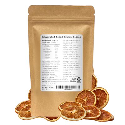 Dehydrated Dried Blood Orange Slices Wheels | 19+ Slices | 100% Natural | Sugar Free, Gluten Free | Dehydrated Citrus for Cocktails, Garnishes, Deserts | 1.76 Oz (50 Grams) | Drink Botanicals Ireland
