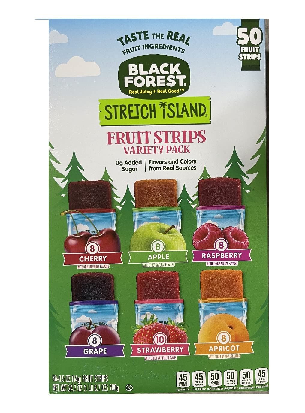 Stretch Island Fruit Leather Snacks Variety Pack, Cherry, Apple, Strawberry, Apricot, Grape, Raspberry, 0.5 Ounce No Added Sugar (Pack of 50) 24.7 Ounce
