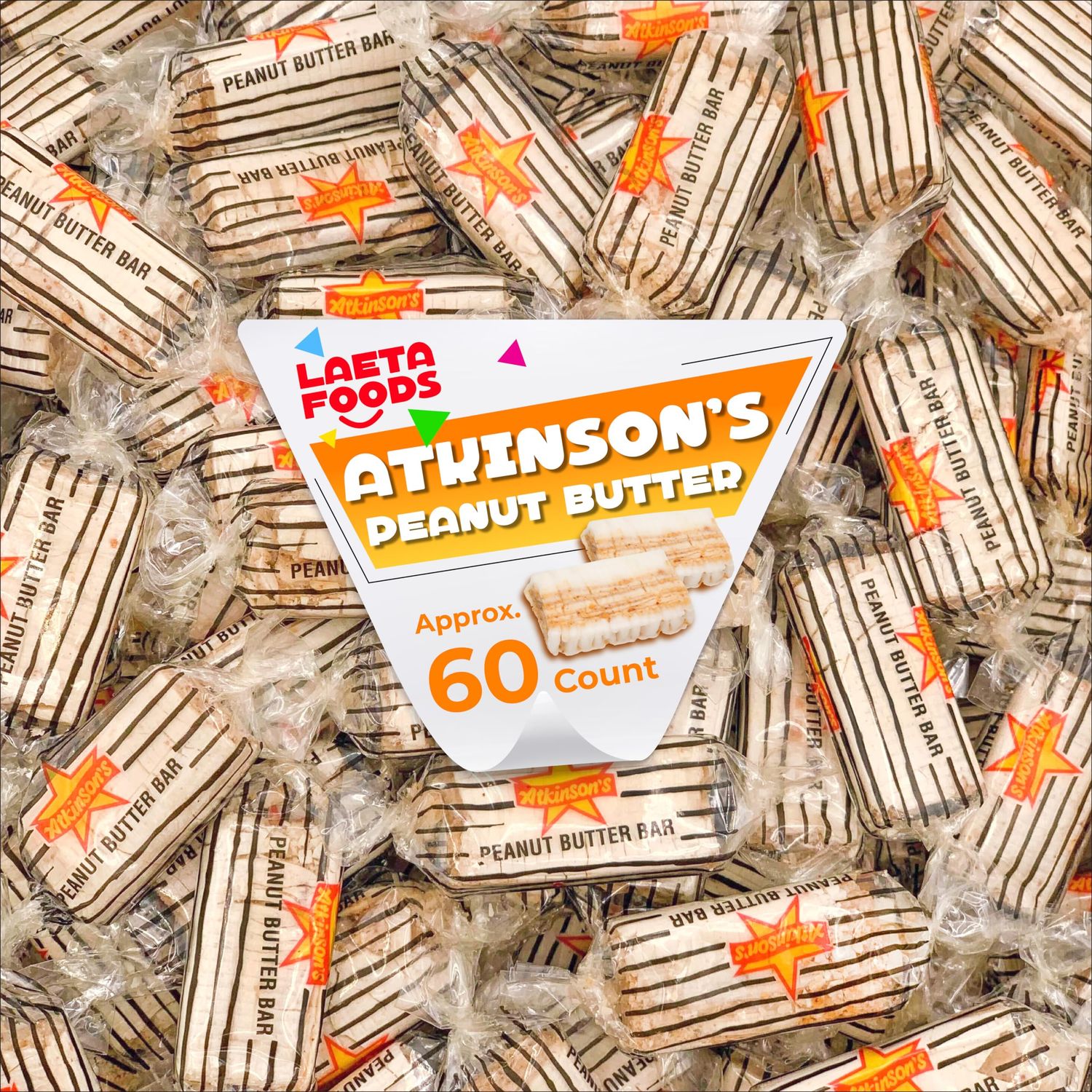 Atkinson&#39;s Peanut Butter Candy Bars, Individually Wrapped (1 Pound Bag - Approx. 60 Count)