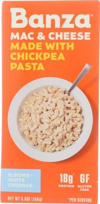 Banza Chickpea Mac and White Cheddar Cheese Pasta, 5.5 Ounce - 12 per case.