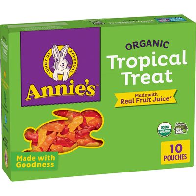 Annie&#39;s Organic Bunny Fruit Flavored Snacks, Tropical Treat, Gluten Free, 10 Pouches, 7 oz
