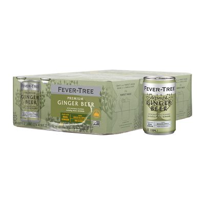 Fever Tree Ginger Beer - Premium Quality Mixer - Refreshing Beverage for Cocktails &amp; Mocktails. Naturally Sourced Ingredients, No Artificial Sweeteners or Colors - 150 ML Cans - Pack of 24