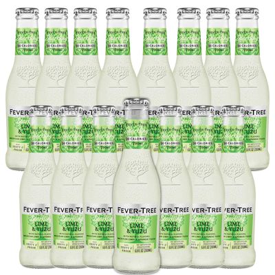 Fever Tree Sparkling Lime and Yuzu - Premium Quality Mixer and Soda - Refreshing Beverage for Cocktails &amp; Mocktails 200ml Bottle