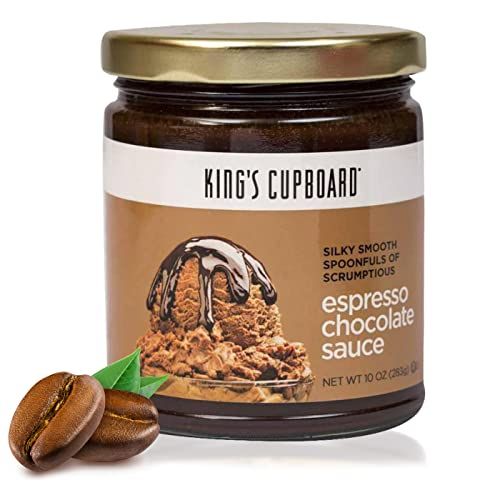 King&#39;s Cupboard Espresso Chocolate Sauce - The Perfect Hot Fudge Sauce for Topping Ice Cream &amp; Desserts, Chocolate Coffee Drizzle, Baking, Fondue, Ganache - Gluten-Free, Kosher, All Natural 10 oz