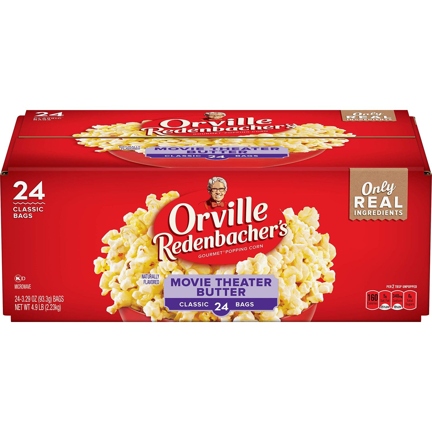 Orville Redenbacher&#39;s Movie Theater Butter Microwave Popcorn, 3.29 Ounce Classic Bag, 24-Count