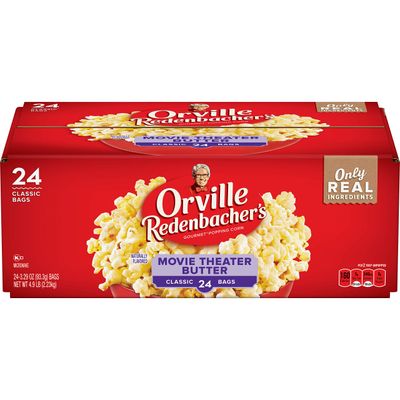 Orville Redenbacher&#39;s Movie Theater Butter Microwave Popcorn, 3.29 Ounce Classic Bag, 24-Count