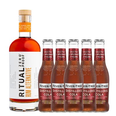 Ritual Zero Non-Alcoholic Rum Alternative with 5 Pack of Fever Tree Distillers Cola for your favorite Alcohol-Free Mixed Drink