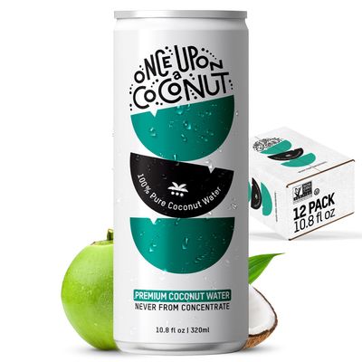 Once Upon a Coconut 100% Pure Coconut Water - Low Calorie All-Natural Drink with Electrolytes - No Added Sugar or Sweeteners - Non-GMO - Gluten-Free - Pack of 12 Cans (each 10.8 fl oz)
