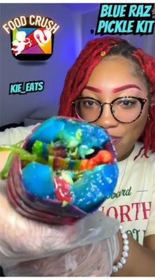 Blue Raspberry Pickle Kit With Takis-Mexican Candy (Dulces Mexicano) Gift Pouch with Takis, Fruit Roll up, gushers, Lucas Gusano Chamoy Sauce and more-Tiktok Trend Items by Food Crush