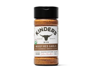 Kinder&#39;s Organic Woodfired Garlic Rub, Premium Quality Seasoning, MSG Free and USDA Certified Organic, 3.5 oz