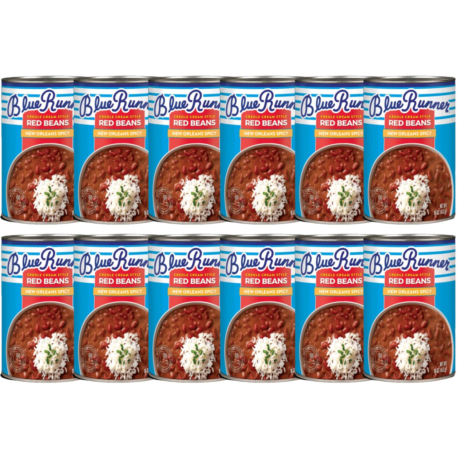 Blue Runner New Orleans Spicy Creole Cream Style Red Beans 16oz Can (Pack of 12)