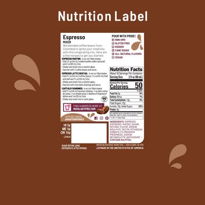 Master of Mixes Espresso Drink Mix, Ready to Use, 1 Liter Bottle (33.8 Fl Oz), Pack of 3 in Ecommerce Protective Packaging